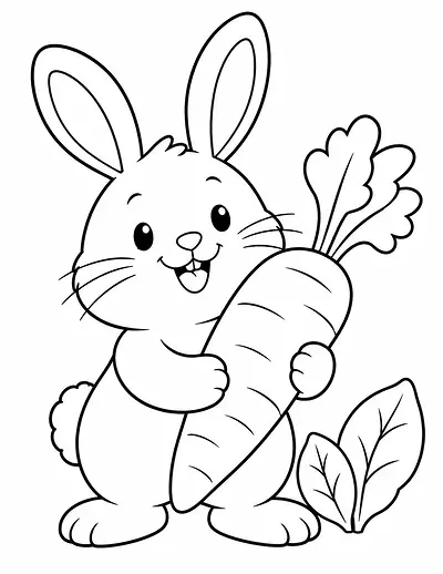 Bunny and Carrot coloring page