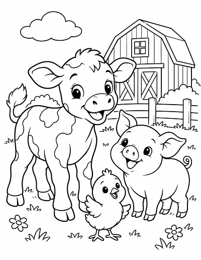 Farmyard Friends coloring page