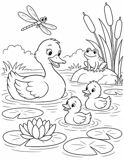Pond Friends coloring page