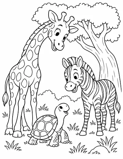 Safari Friends coloring page