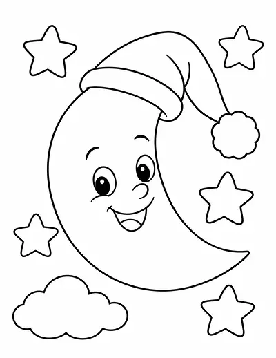 Sleepy Moon coloring page