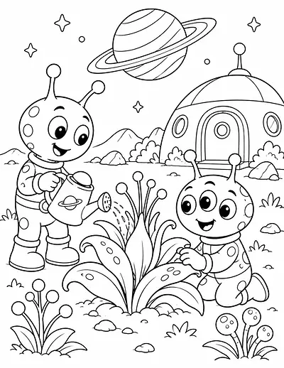 Alien Garden coloring page