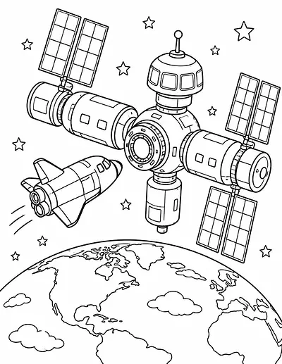 Space Station coloring page