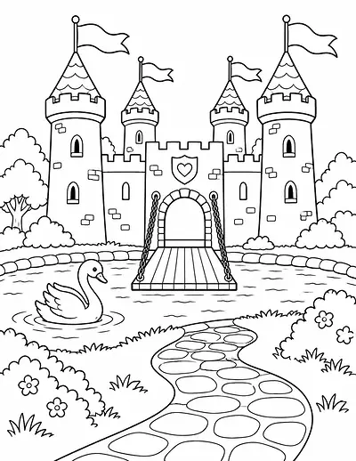 Castle Drawbridge coloring page