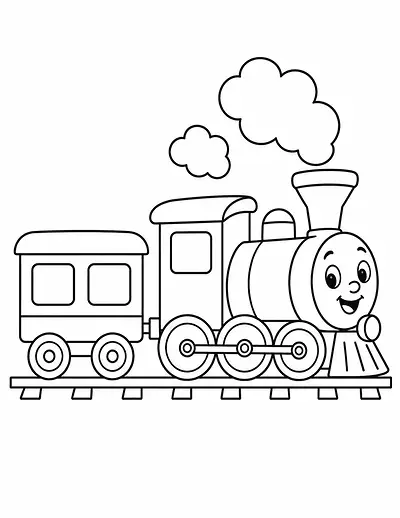 Little Steam Train coloring page