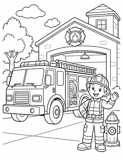 Fire Station coloring page