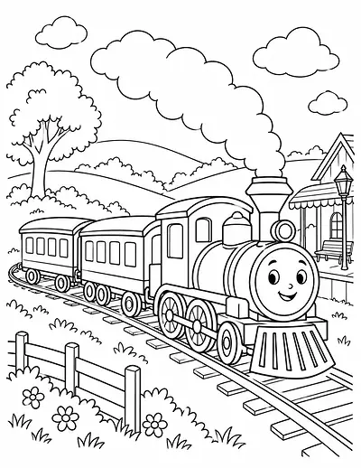 Train in the Hills coloring page