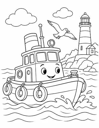 Harbor Tugboat coloring page