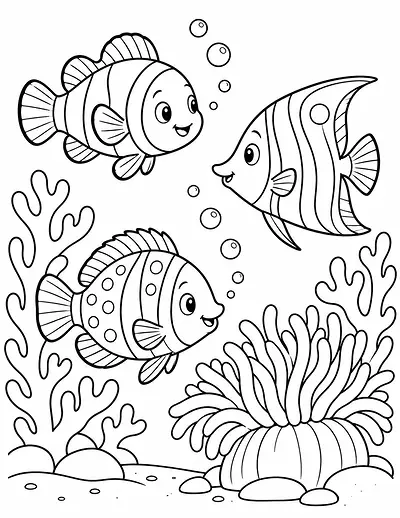 Coral Reef Friends coloring page
